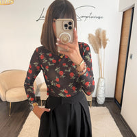 TOP MECHE NOIR ROSY - La Petite Somptueuse