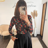 TOP MECHE NOIR ROSY - La Petite Somptueuse