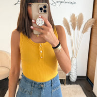 TOP MOUTARDE COQUILLAGE - La Petite Somptueuse