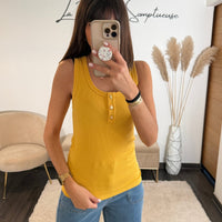 TOP MOUTARDE COQUILLAGE - La Petite Somptueuse