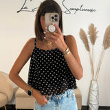 TOP NOIR A POIS MAEL - La Petite Somptueuse