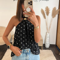 TOP NOIR A POIS SAM - La Petite Somptueuse