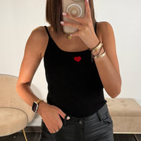 TOP NOIR COEUR ROUGE DANY - La Petite Somptueuse