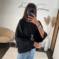 TOP NOIR + COLLIER BAHIO - La Petite Somptueuse