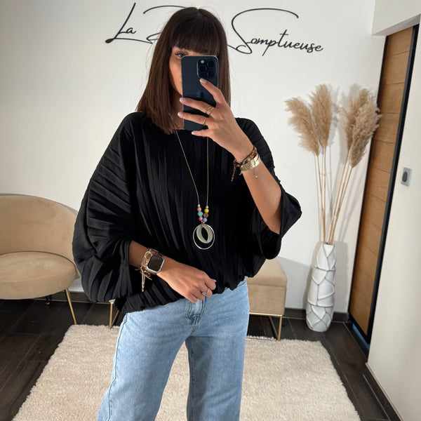 TOP NOIR + COLLIER BAHIO - La Petite Somptueuse