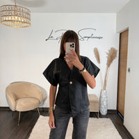 TOP NOIR SIMILICUIR JUNY - La Petite Somptueuse