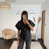 TOP NOIR SIMILICUIR JUNY - La Petite Somptueuse