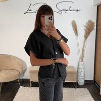 TOP NOIR SIMILICUIR JUNY - La Petite Somptueuse