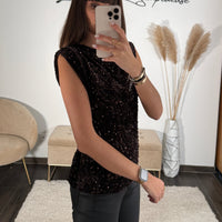 TOP SEQUINS CHOCO JENO - La Petite Somptueuse