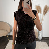TOP SEQUINS CHOCO JENO - La Petite Somptueuse