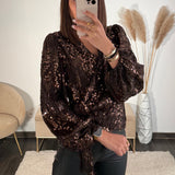 TOP SEQUINS CHOCO TAYLOR - La Petite Somptueuse