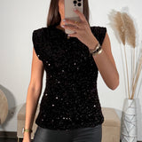 TOP SEQUINS NOIR JENO - La Petite Somptueuse