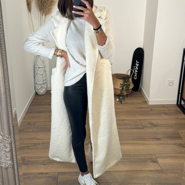 VESTE BEIGE SANS MANCHE SARA - La Petite Somptueuse