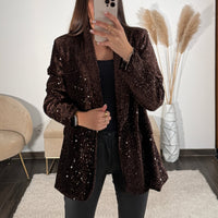 VESTE BLAZER SEQUIN CHOCO JAKE - La Petite Somptueuse
