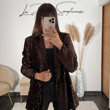 VESTE BLAZER SEQUIN CHOCO JAKE - La Petite Somptueuse
