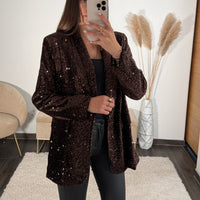 VESTE BLAZER SEQUIN CHOCO JAKE - La Petite Somptueuse