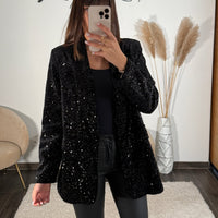 VESTE BLAZER SEQUIN NOIR JAKE - La Petite Somptueuse