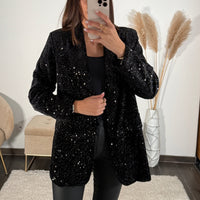 VESTE BLAZER SEQUIN NOIR JAKE - La Petite Somptueuse
