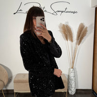 VESTE BLAZER SEQUIN NOIR JAKE - La Petite Somptueuse