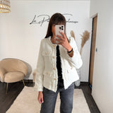 VESTE EN TWEED BLANCHE CHANI - La Petite Somptueuse