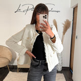 VESTE EN TWEED BLANCHE CHANI - La Petite Somptueuse