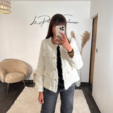 VESTE EN TWEED BLANCHE CHANI - La Petite Somptueuse