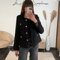 VESTE EN TWEED NOIRE CHANI - La Petite Somptueuse