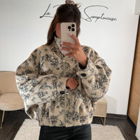 VESTE FLEURIE ECRUE/NOIRE ROBIE - La Petite Somptueuse
