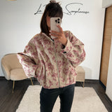 VESTE FLEURIE ECRUE/ROUGE ROBIE - La Petite Somptueuse