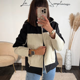 VESTE IMPERMEABLE NOIR/BEIGE ISIA - La Petite Somptueuse