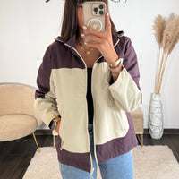 VESTE IMPERMEABLE VIOLET/BEIGE ISIA - La Petite Somptueuse
