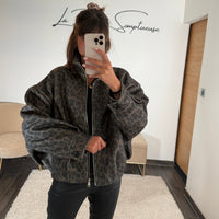 VESTE LEOPARD GRISE ROBIE - La Petite Somptueuse