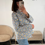 VESTE MATELASSEE BLEU FLOWERS - La Petite Somptueuse