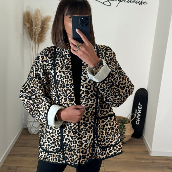 VESTE MATELASSÉE LEOPARD ELIA - La Petite Somptueuse