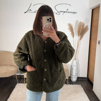 VESTE MOUTON REVERSIBLE KAKI - La Petite Somptueuse