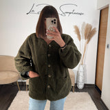 VESTE MOUTON REVERSIBLE KAKI - La Petite Somptueuse