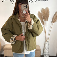 VESTE REVERSIBLE FLEURIE KAKI - La Petite Somptueuse