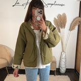 VESTE REVERSIBLE FLEURIE KAKI - La Petite Somptueuse