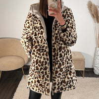 VESTE REVERSIBLE IMPERMEABLE LEOPARD BEIGE - La Petite Somptueuse