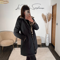 VESTE REVERSIBLE IMPERMEABLE LEOPARD NOIR - La Petite Somptueuse