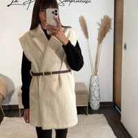 VESTE SANS MANCHE ECRU AUREL - La Petite Somptueuse