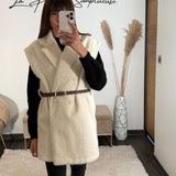 VESTE SANS MANCHE ECRU AUREL - La Petite Somptueuse