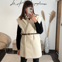 VESTE SANS MANCHE ECRU AUREL - La Petite Somptueuse
