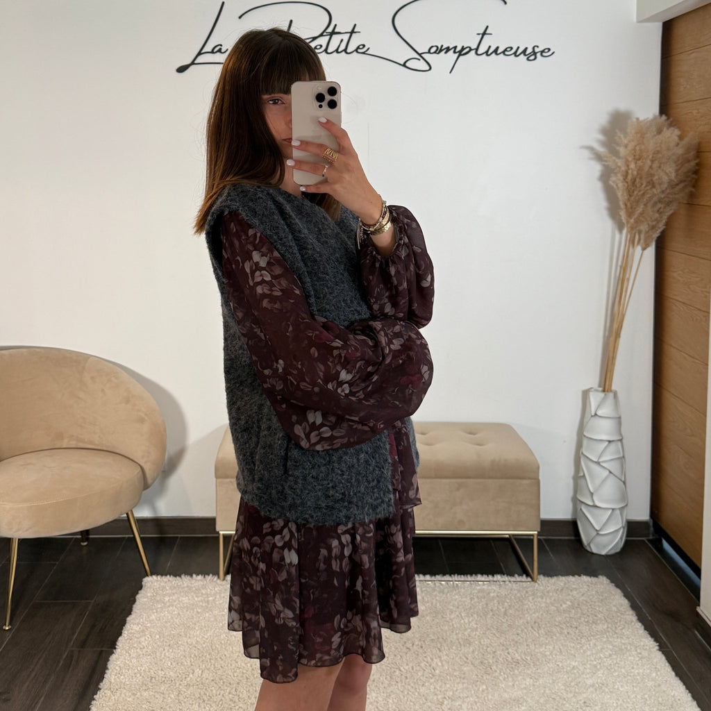 Robe Sans Manches Esprit Grise Et Noire Taille L - Très Bon état Occasion