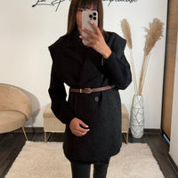 VESTE SANS MANCHE NOIR AUREL - La Petite Somptueuse