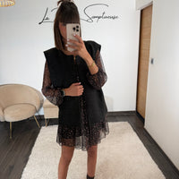 VESTE SANS MANCHE NOIR LUMIA - La Petite Somptueuse