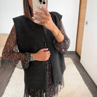 VESTE SANS MANCHE NOIR LUMIA - La Petite Somptueuse
