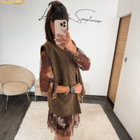 VESTE SANS MANCHE TAUPE LUMIA - La Petite Somptueuse