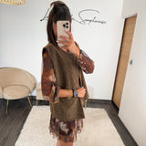 VESTE SANS MANCHE TAUPE LUMIA - La Petite Somptueuse