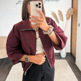VESTE STYLE QIPAO BORDEAUX - La Petite Somptueuse
